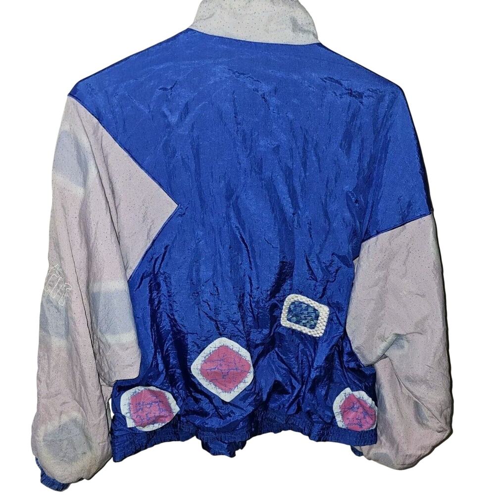 Track Jacket Vintage 1980 Le Coq Sportif Women Size M Full Zip, Satin View 2